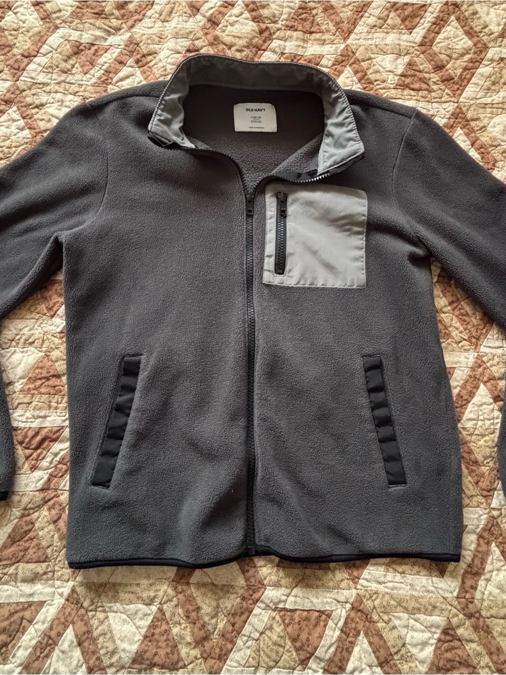 Old Navy Gray Fleece Jacket with White Label
